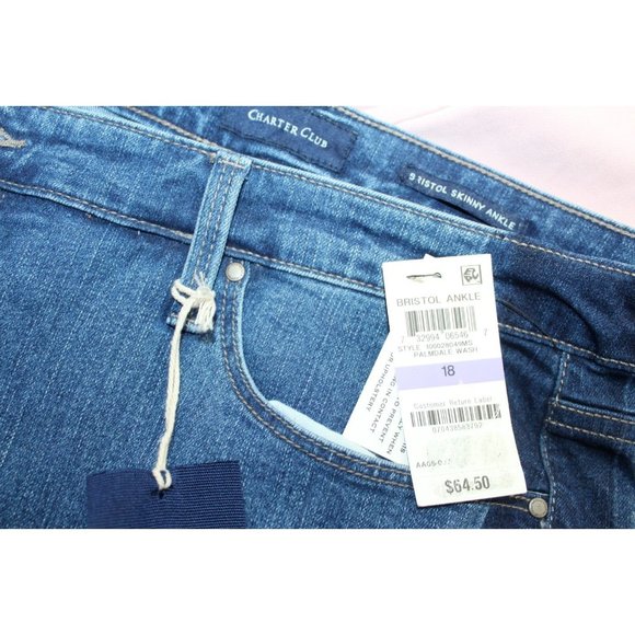 NWT Charter Club Womens Bristol Skinny Ankle Jeans Side Stripe 18 - Picture 5 of 5